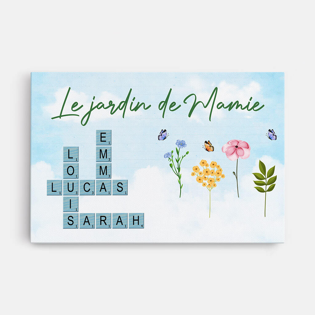 Jardin De Mamie Version Mots Croisés - Cadeau Personnalisé | Toile Pour Mamie