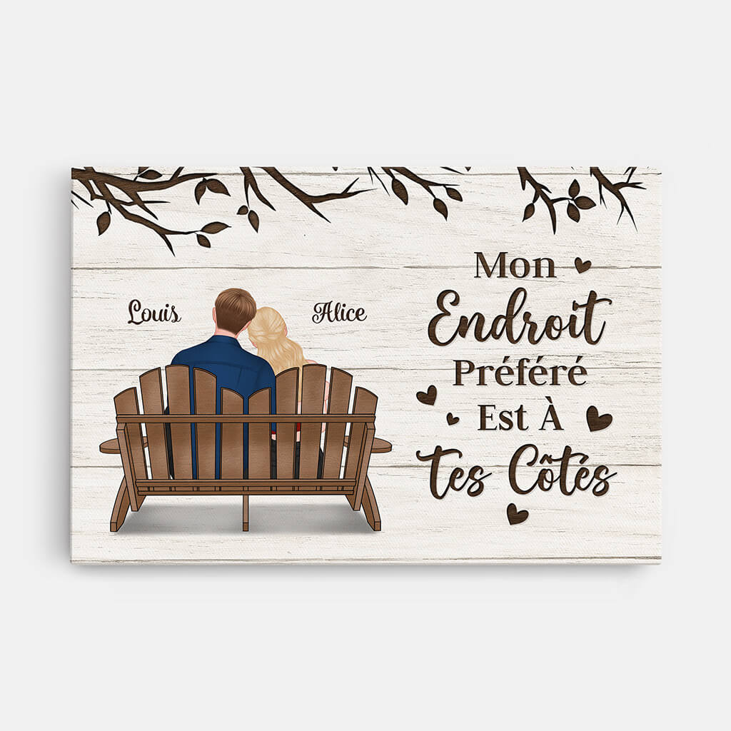 Mon Endroit Préféré Est À Tes Côtés - Cadeau Personnalisé | Toile Pour Couple