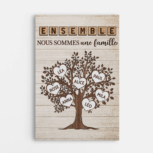 3457CFR1 ensemble nous formons une famille version bois avec larbre genealogique toile famille personnalisee