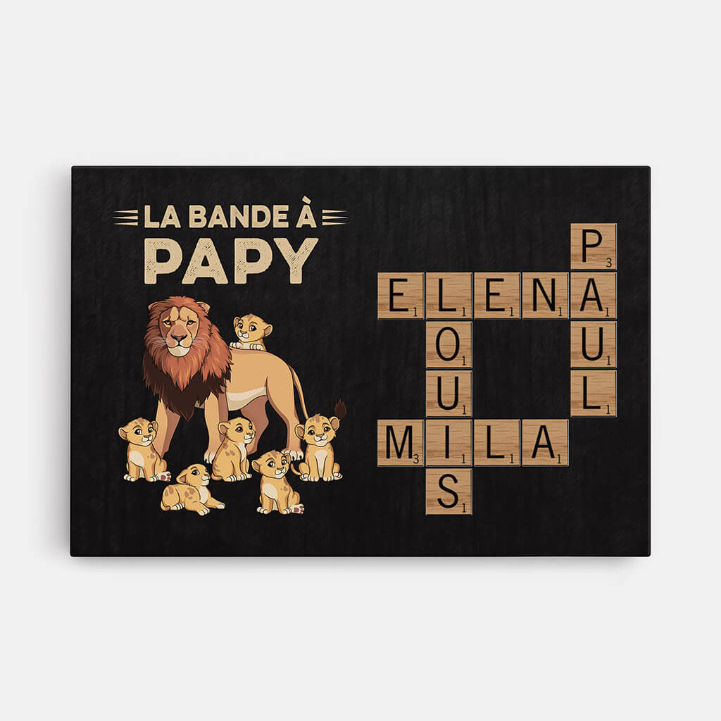 La Bande À Papa Lion Avec Mots Croisés - Cadeau Personnalisé | Toile Pour Papa