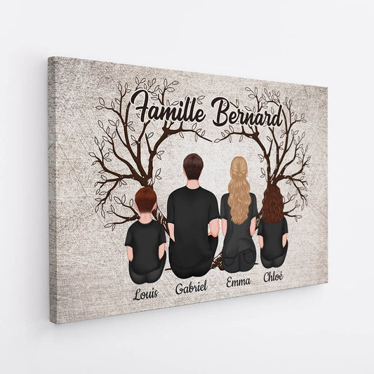 3467CFR2 la famille avec larbre de lamour toile famille personnalisee