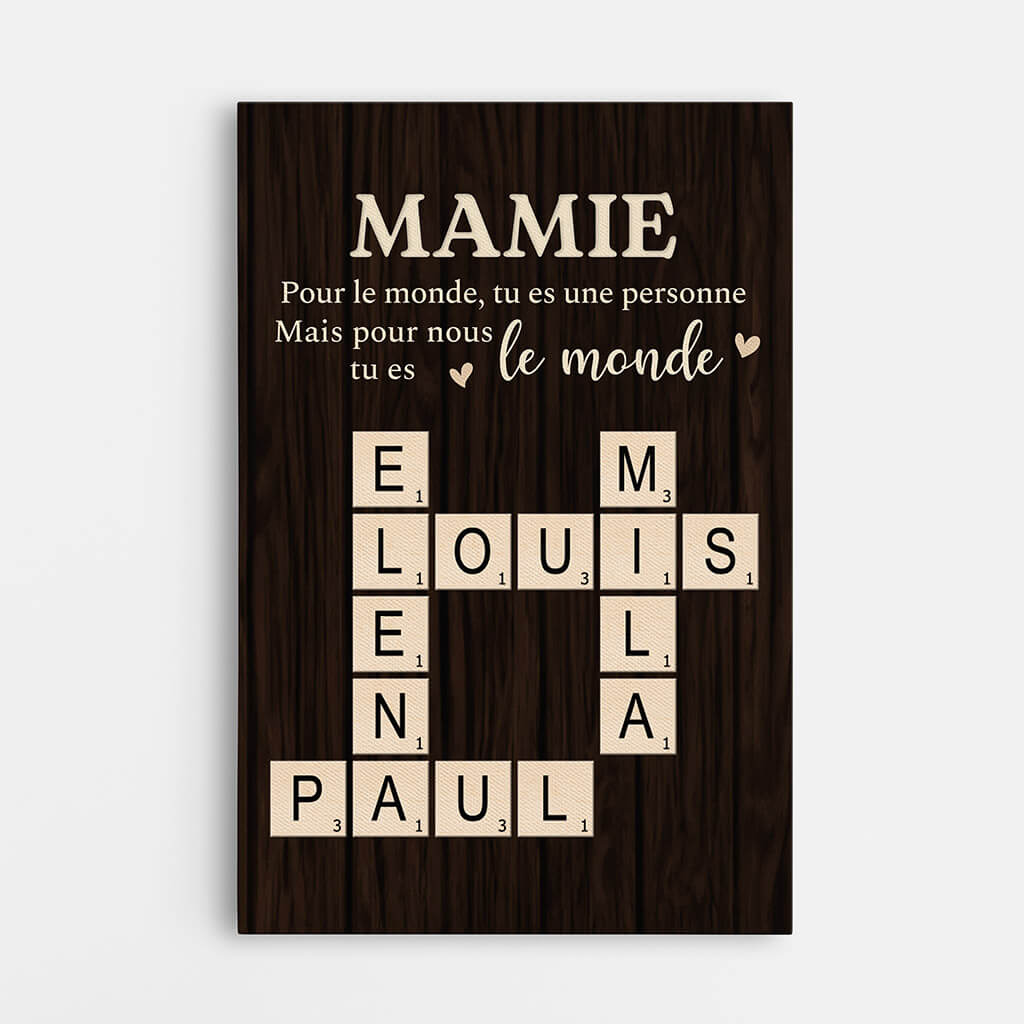 Mamie, Tu Es Le Monde - Cadeau Personnalisé | Toile Pour Mamie