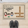 3477DFR2 il y a plein denfants ici avec mots croises paillasson pour famille personnalise
