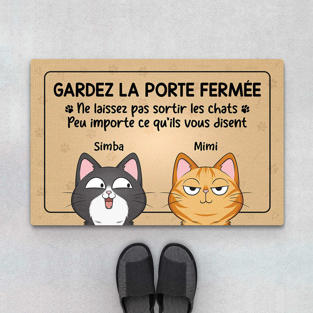 Ne Laissez Pas Sortir Les Chats Espiègles - Cadeau Personnalisé | Paillasson Pour Amoureux Des Animaux