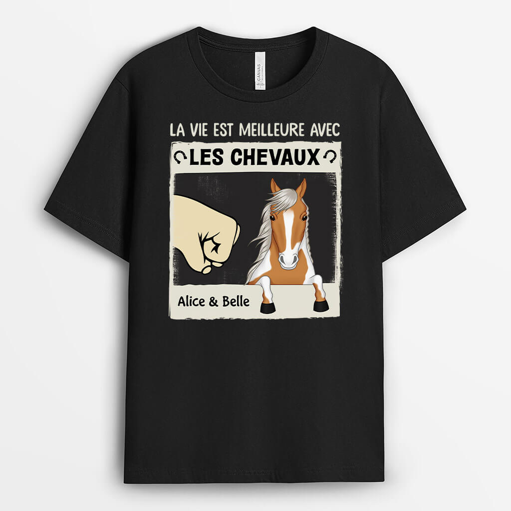 La Vie Est Meilleure Avec Les Chevaux - Cadeau Personnalisé | T-shirt Pour Femme