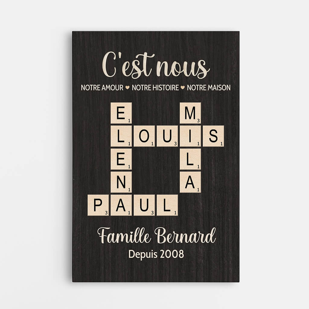 Notre Amour, Notre Histoire, Notre Maison Depuis Avec Mots Croisés - Cadeau Personnalisé | Toile Pour Famille