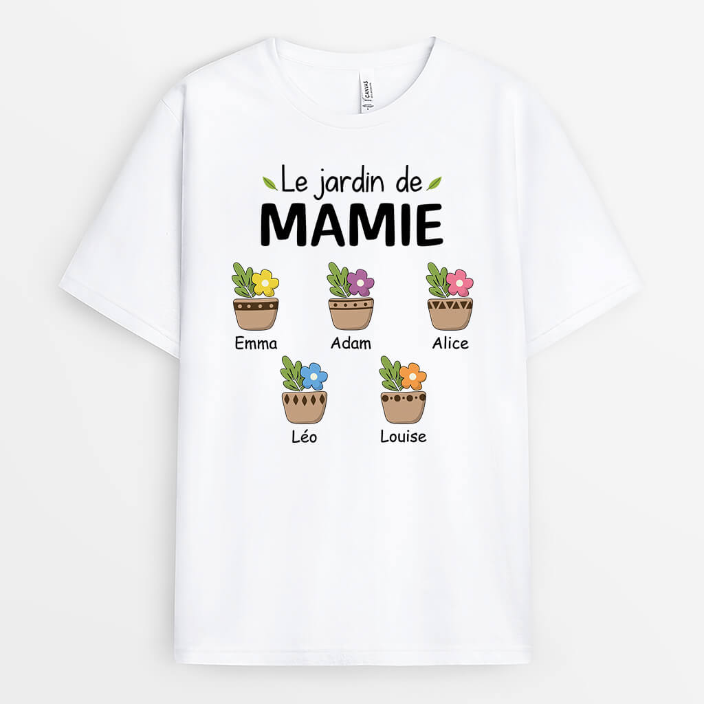 Le Jardin De Mamie Version Dessin Coloré - Cadeau Personnalisé | T-shirt Pour Mamie