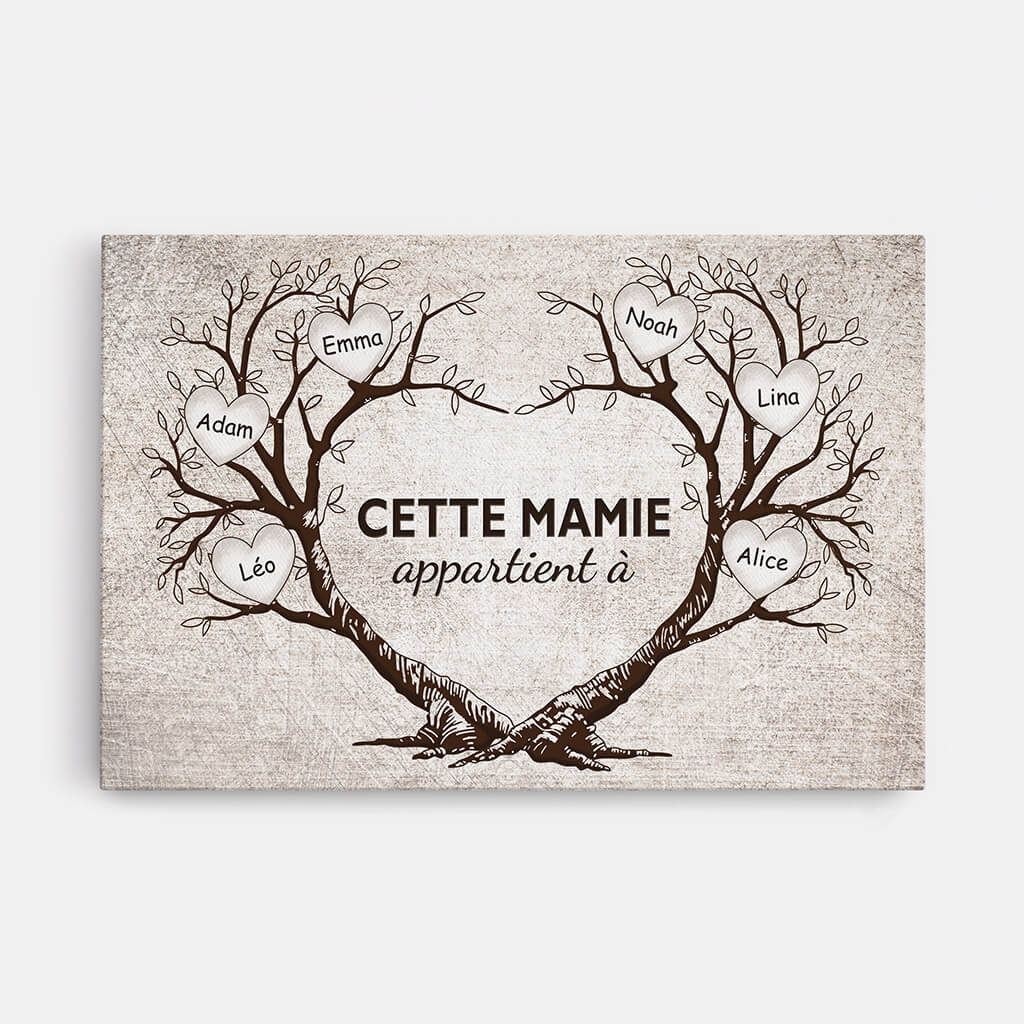 Cette Mamie Appartient À Version L'Arbre En Forme De Cœur - Cadeau Personnalisé | Toile Pour Mamie