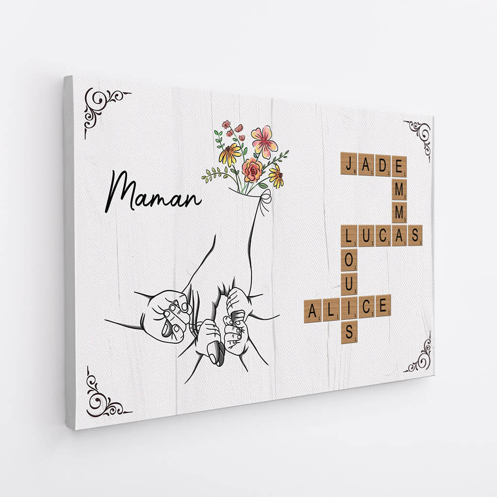 3504CFR2 tenir la main de mamie avec mots croises toile personnalisee pour mamie