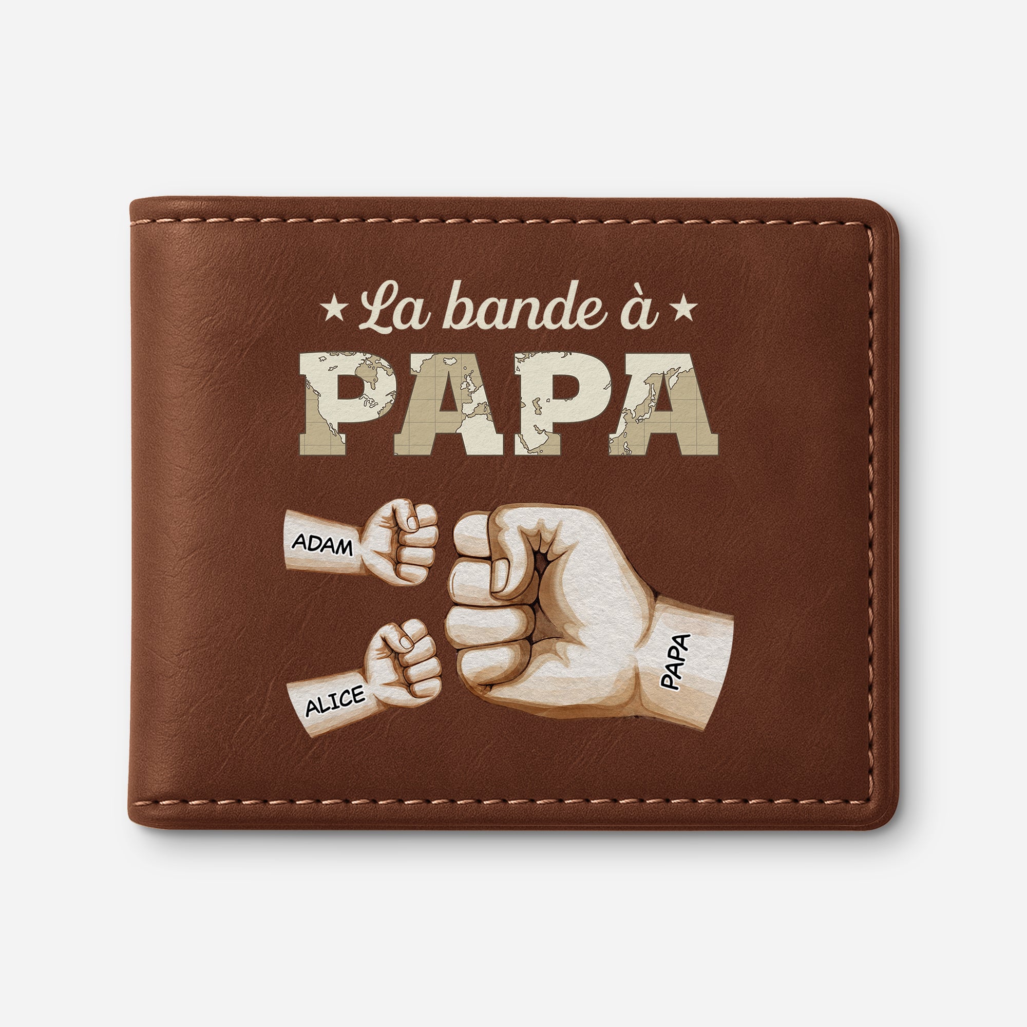 3508JFR1 portefeuille cuir personnalise la bande a papa avec check mains version carte 3508j5i3b