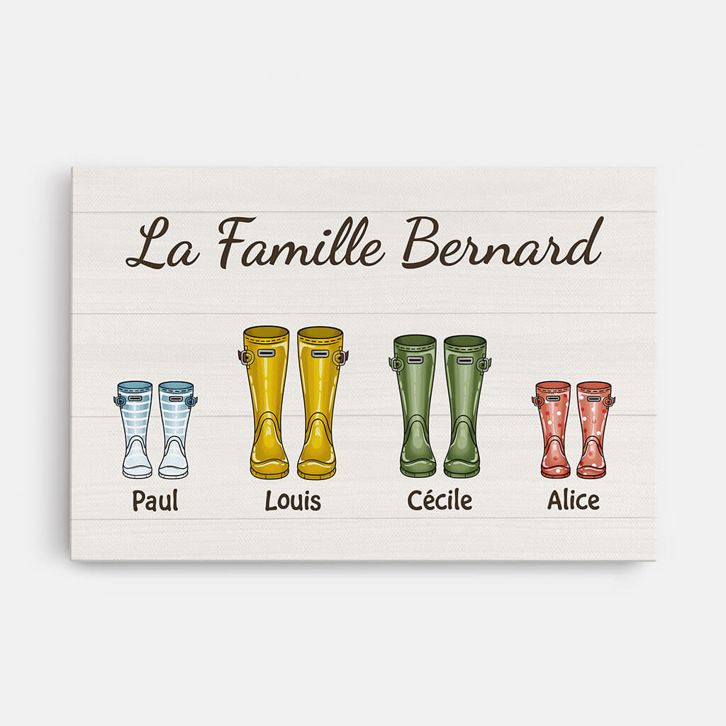 La Famille Version Bottes Colorées - Cadeau Personnalisé | Toile Pour Famille