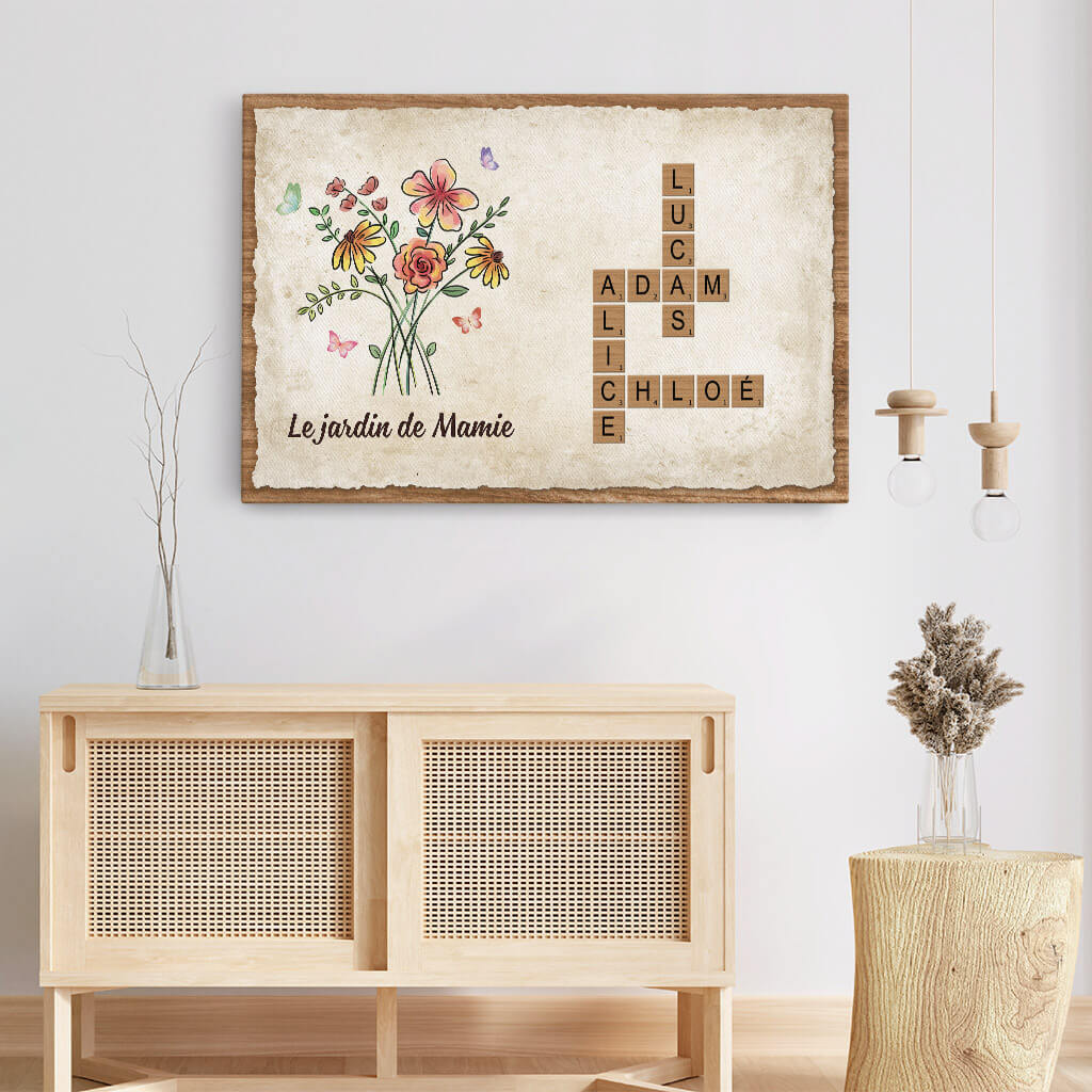 3524CFR3 le jardin de mamie vintage avec mots croises toile mamie personnalisee