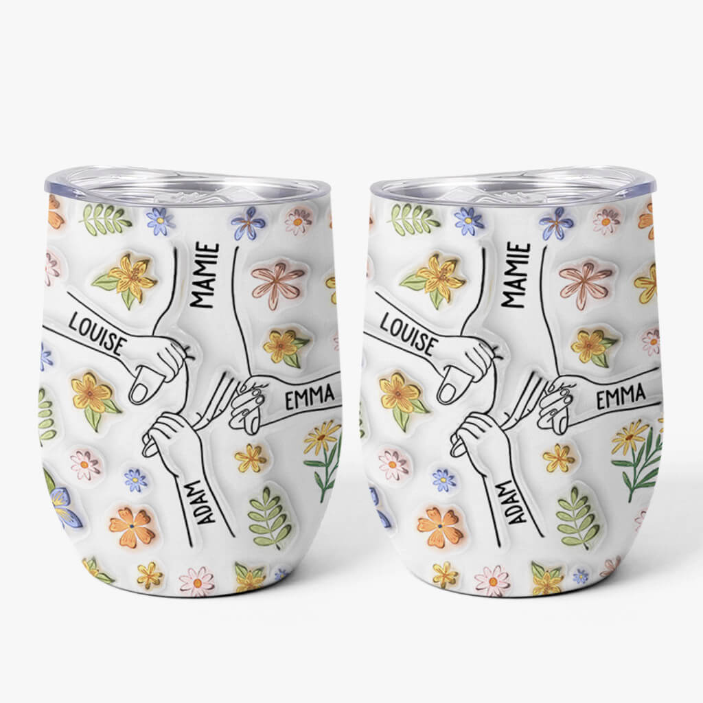 Mamie Avec Fleurs Vintage - Cadeau Personnalisé | Gobelet 355ml Pour Mamie