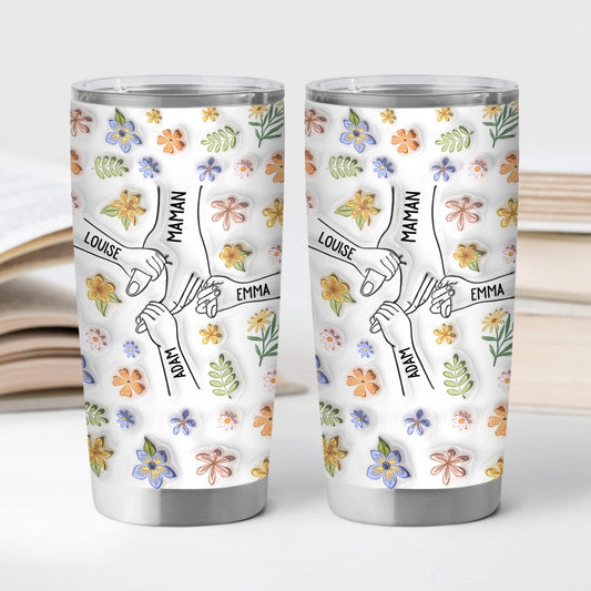 3534TFR2 effet dimpression 3d mug isotherme 590ml personnalise maman mains avec fleurs 3534T