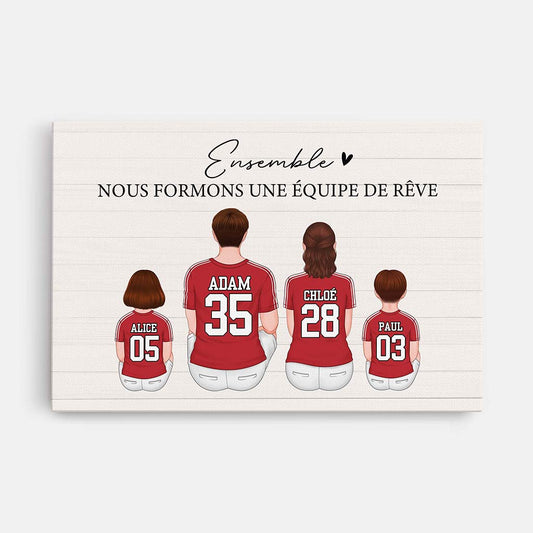 3558CFR1 ensemble nous formons une equipe de reve toile famille personnalisee