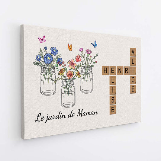 3566CFR2 le jardin de mamie coloree avec mots croises toile personnalisable mamie