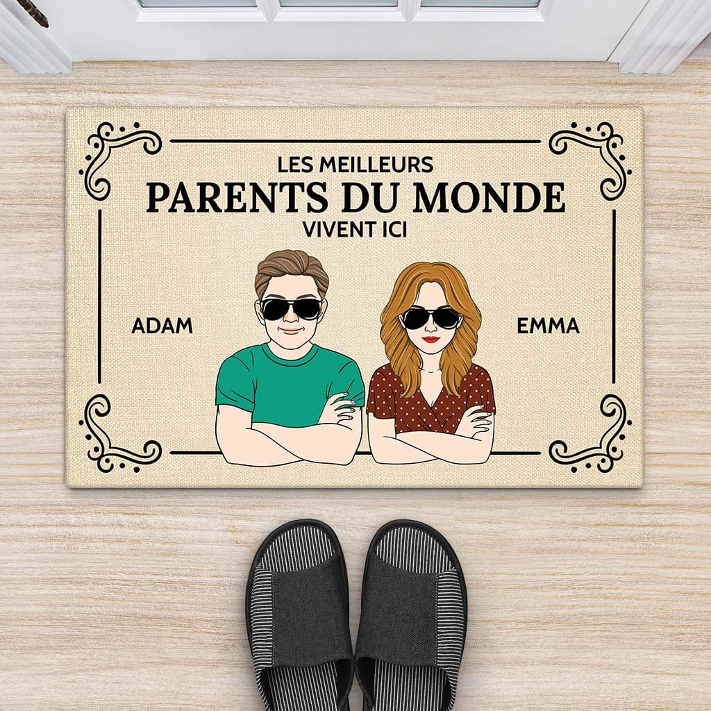 3587DFR2 les meilleurs grands parents vivent ici paillasson pour papy et mamie cadeau grands parents personnalise