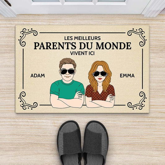 3587DFR2 les meilleurs grands parents vivent ici paillasson pour papy et mamie cadeau grands parents personnalise