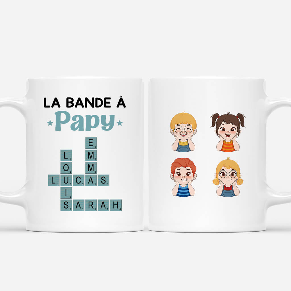 La Bande À Papy Version Bleue Avec Mots Croisés - Cadeau Personnalisé | Mug Pour Papy