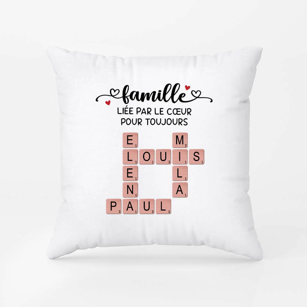 Famille Liée Par Le Cœur Pour Toujours - Cadeau Personnalisé | Coussin Pour Famille