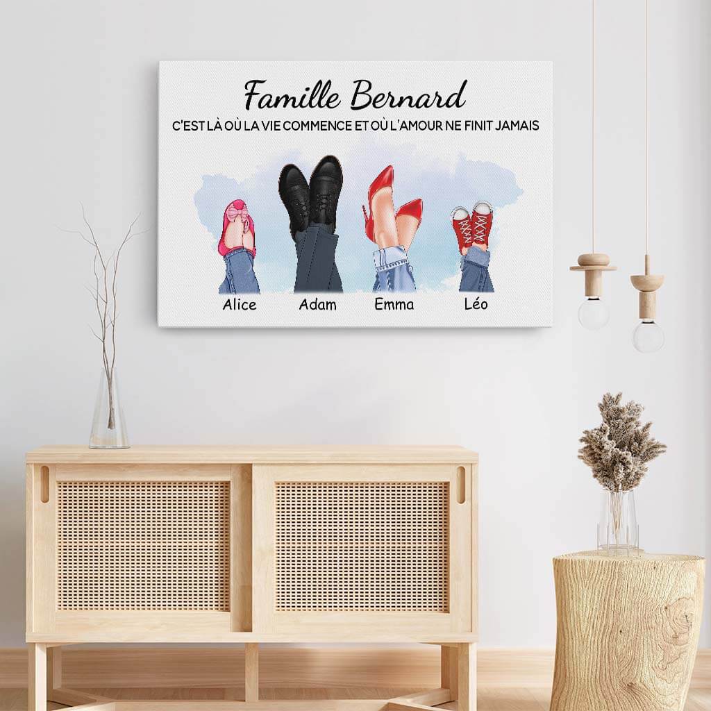 3593CFR3 famille cest la ou la vie commence et lamour ne finit jamais version chaussures toile personnalisable pour famille