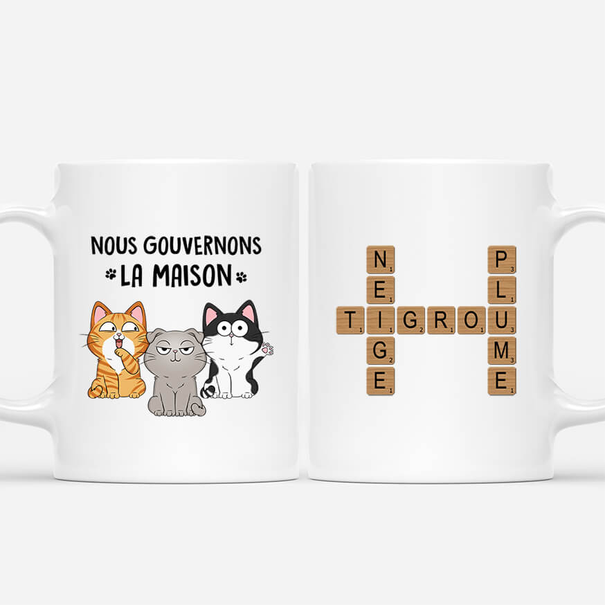 Nous Gouvernons La Maison Avec Mots Croisés - Cadeau Personnalisé | Mug Pour Amoureux Des Animaux