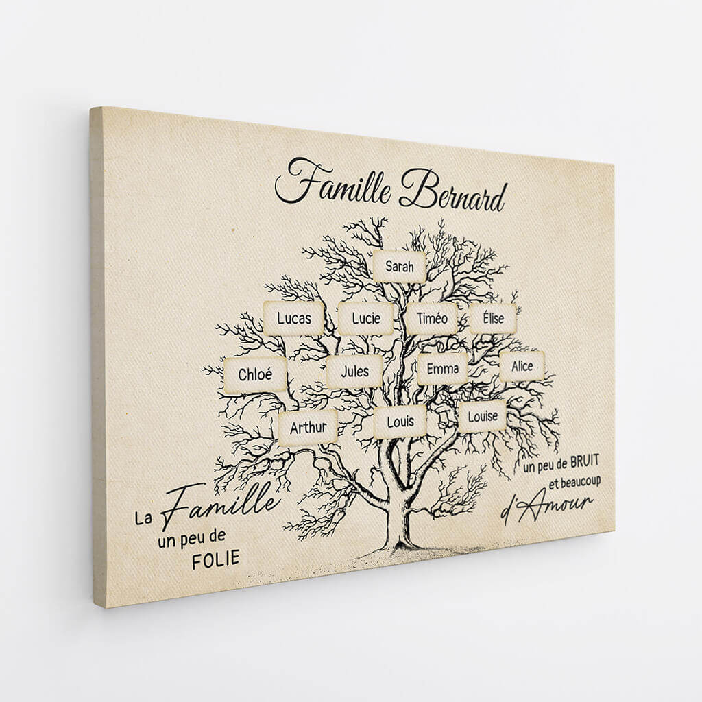 3596CFR2 la famille beaucoup damour version arbre retro toile famille personnalisee