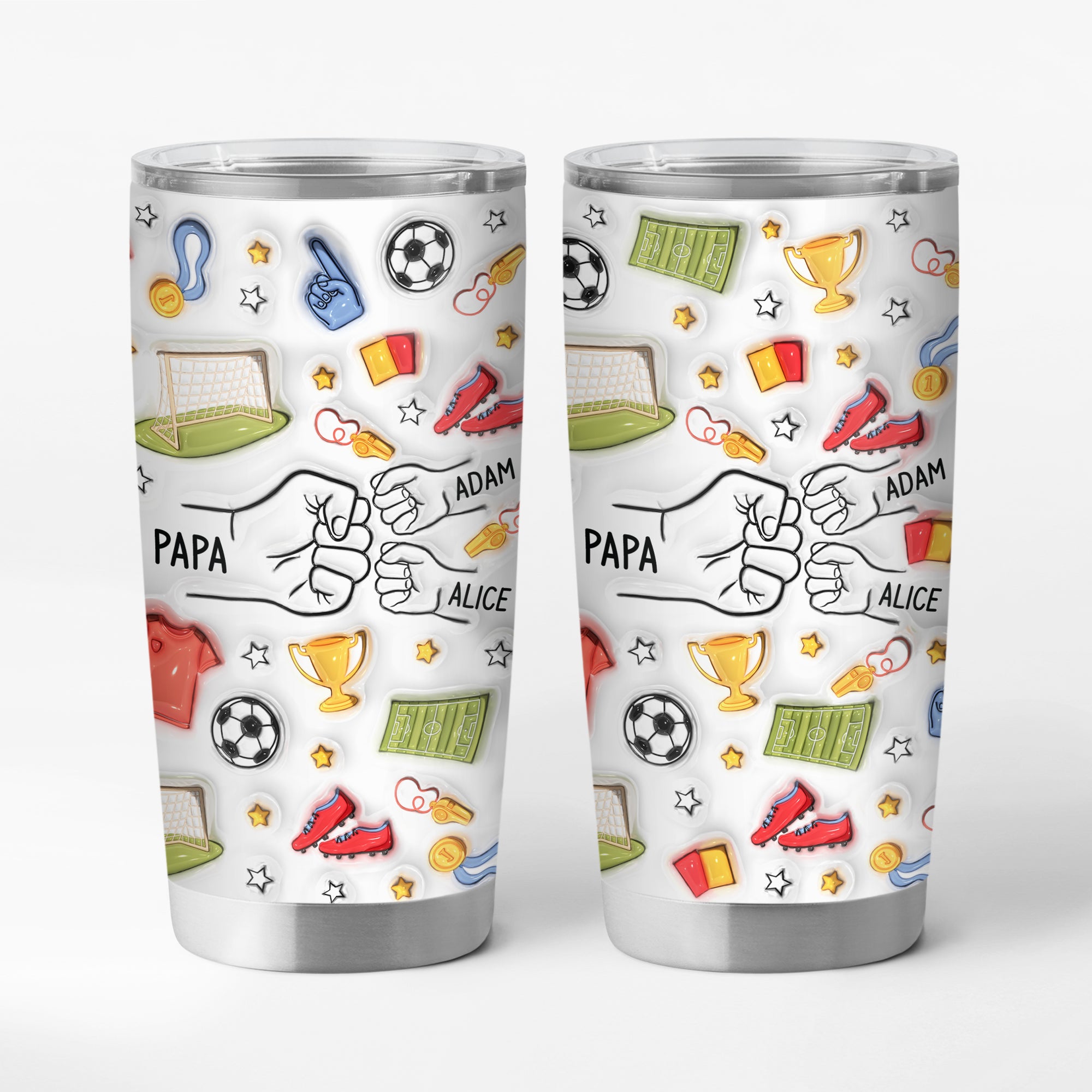 Papa Footballeur 3D - Mug Isotherme 590ml Personnalisé