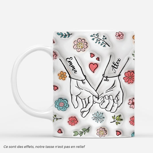 3618MFR1 un couple croise les petits doigts avec fleurs colorees 3d mug couple personnalise_a0ce4536 9a70 44ae 9da2 d8b22a569113