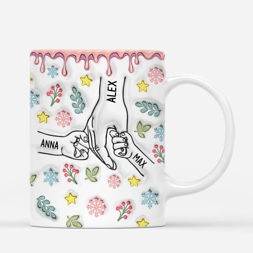 3622MFR2 maman tenant les mains version noel pastel 3d mug personnalise maman
