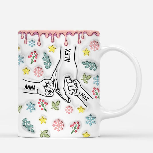 3622MFR2 maman tenant les mains version noel pastel 3d mug personnalise maman