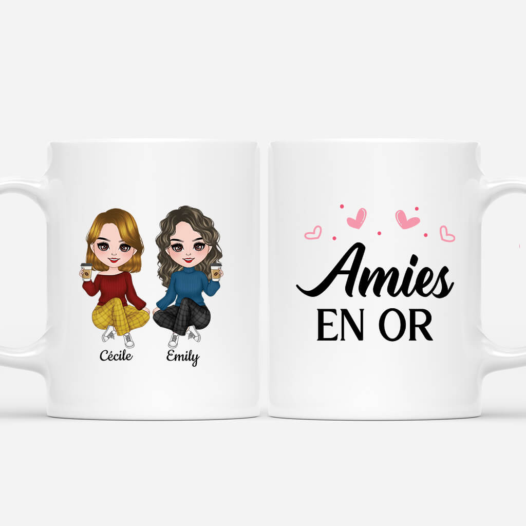 Amies En Or Version Mignonne - Cadeau Personnalisé | Mug Pour Meilleure Amie