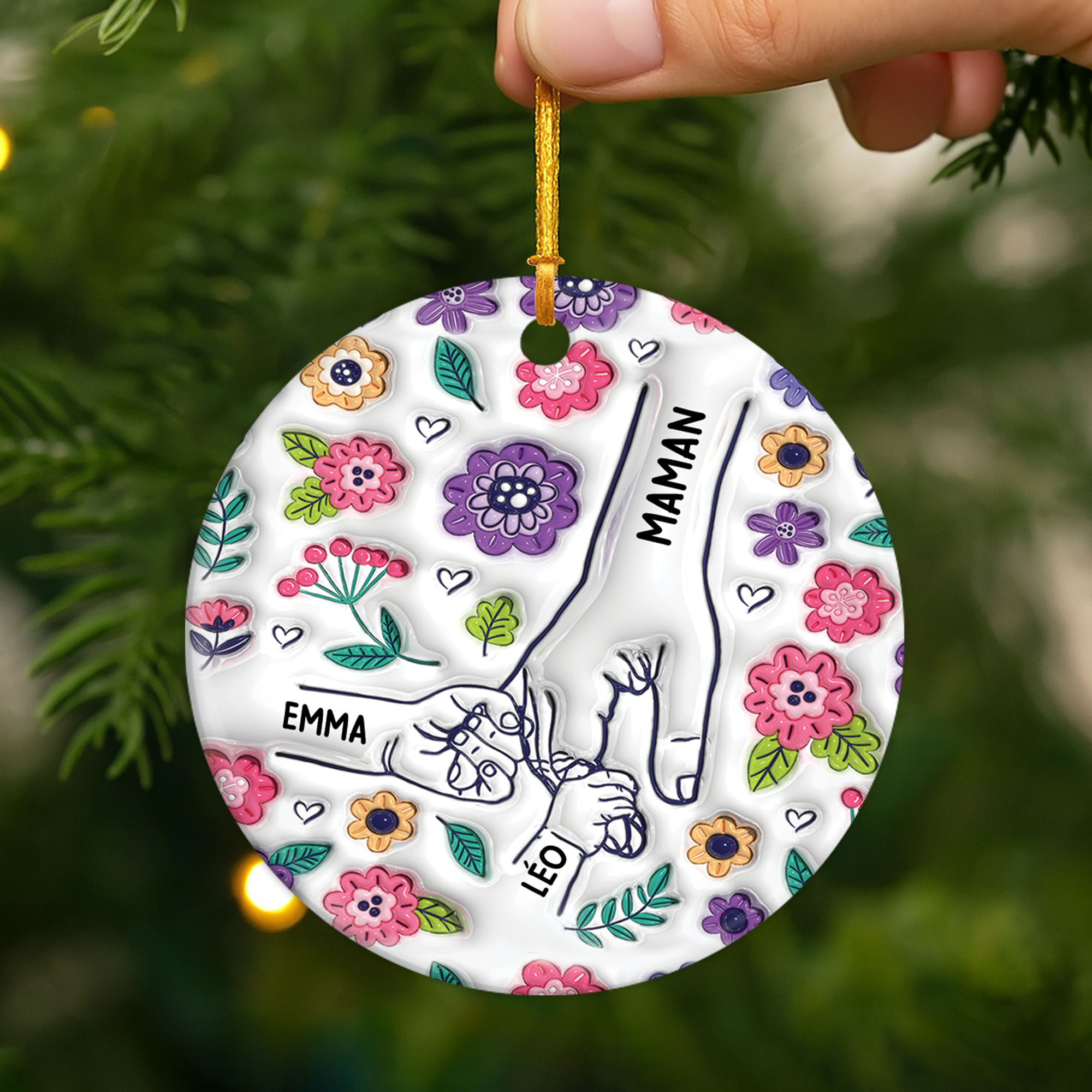 3644OFR2 ornement ceramique personnalise pour mamie avec jolies fleurs 3d 3644o8t5a_495cf66d af5a 404d 9a33 9424b1165bdd