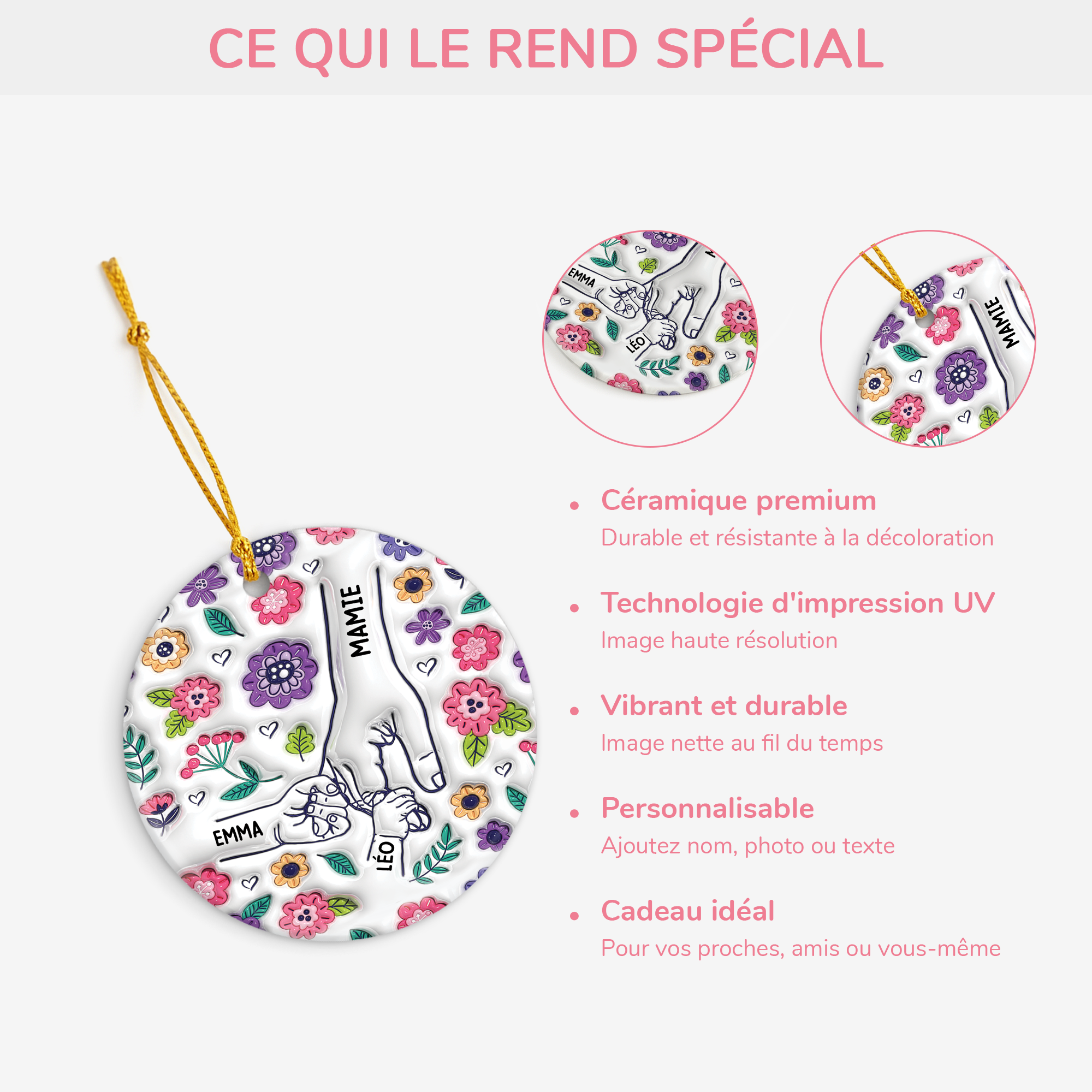 3644OFR4 ornement ceramique personnalise pour mamie avec jolies fleurs 3d 3644o8t5a_f471756e 6acb 4db8 8a7f fea1c3f908a9