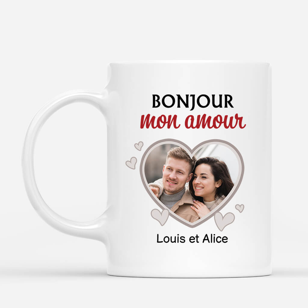 Bonjour, Mon Amour Avec Photo Avec Photo - Cadeau Personnalisé | Mug Pour Couple