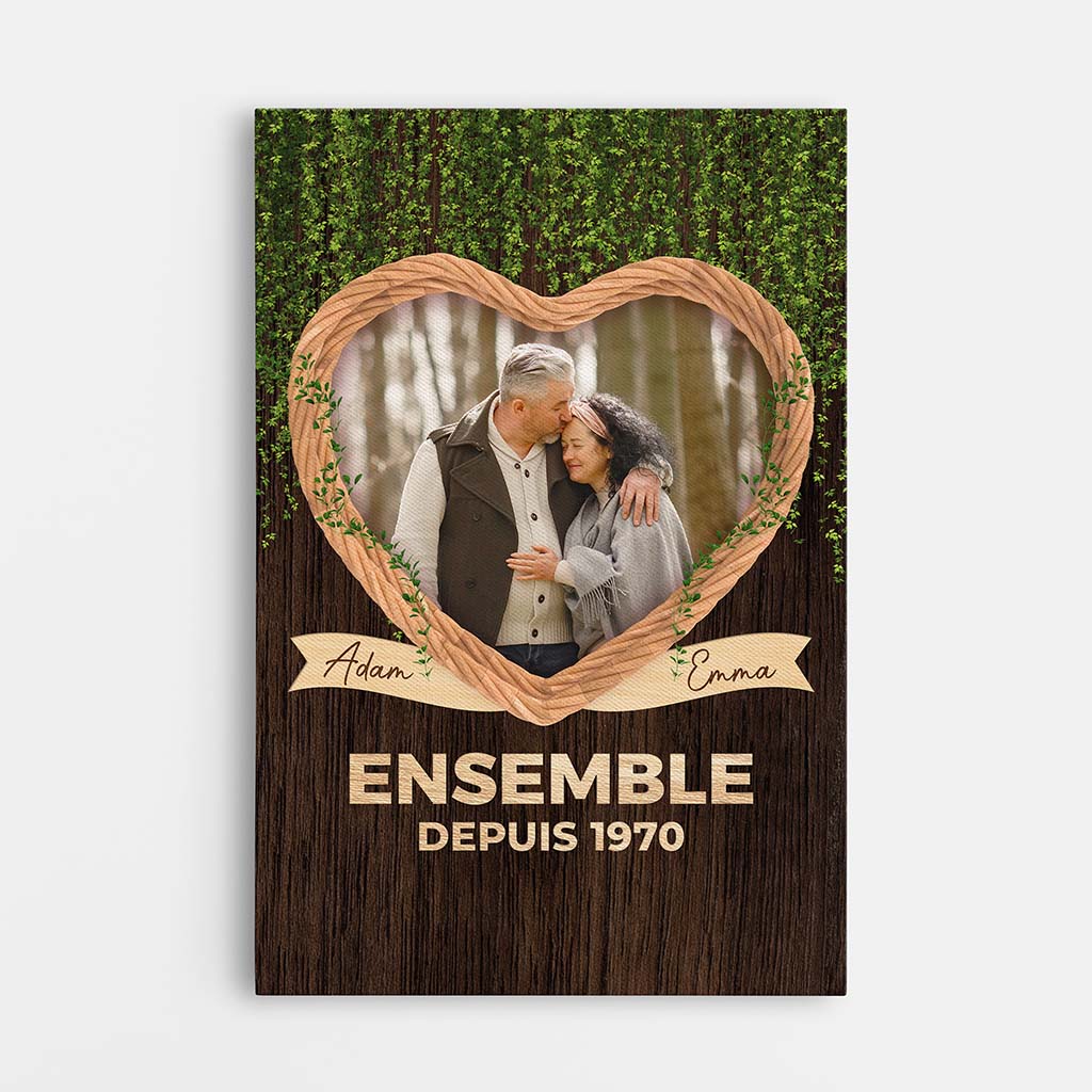 Ensemble Depuis Version Cœur En Bois Avec Photo - Cadeau Personnalisé | Toile Pour Couple