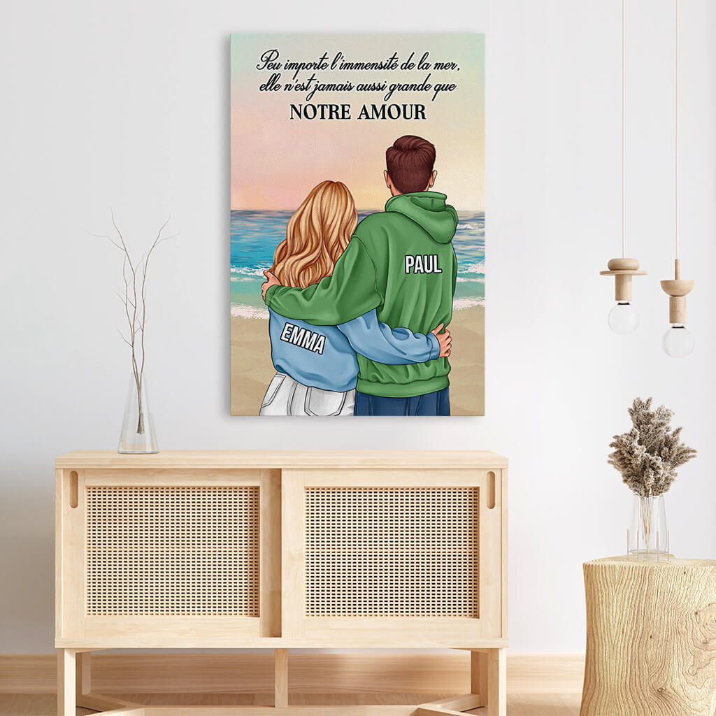 3679CFR3 peu importe limmensite de la mer toile couple personnalisee