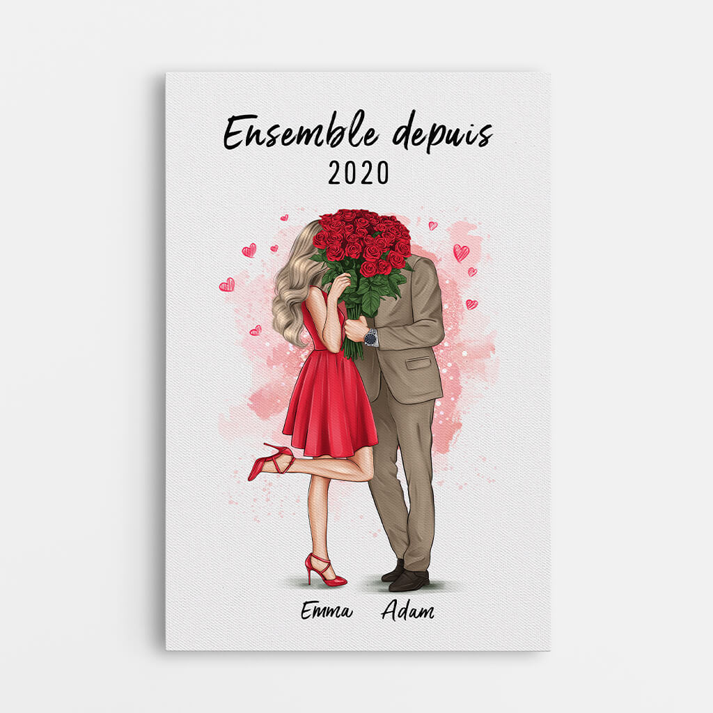 Ensemble Depuis Version Rose - Cadeau Personnalisé | Toile Pour Couple