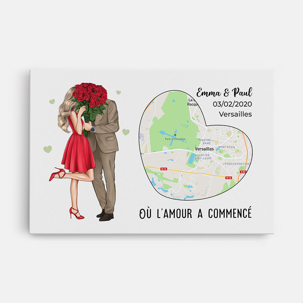 Où L'Amour A Commencé Avec Des Roses - Cadeau Personnalisé | Toile Pour Couple