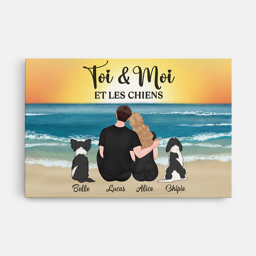 Toi, Moi Et Les Chiens - Cadeau Personnalisé | Toile Pour Couple