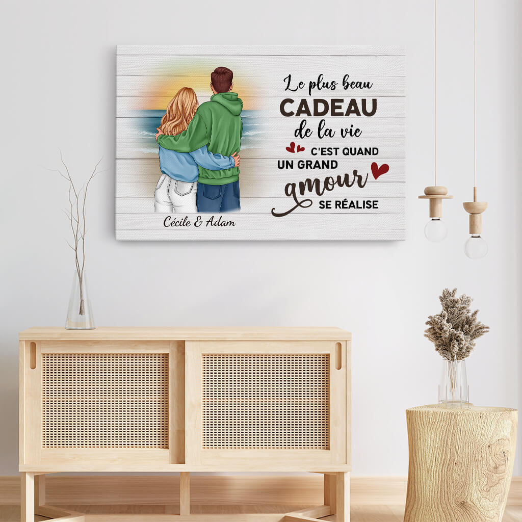 3698CFR3 le plus beau cadeau de la vie toile personnalisable couple