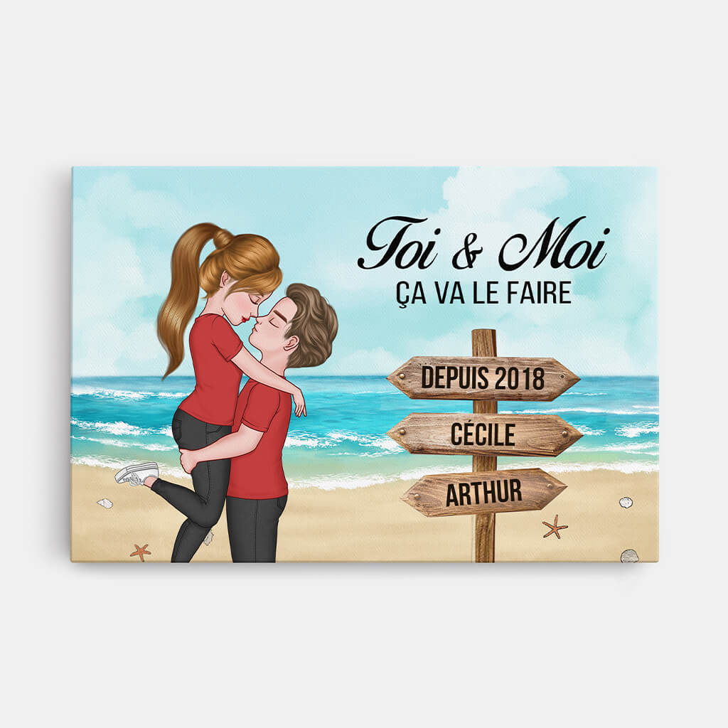 Toi & Moi Ça Va Le Faire Version Plage - Cadeau Personnalisé | Toile Pour Couple