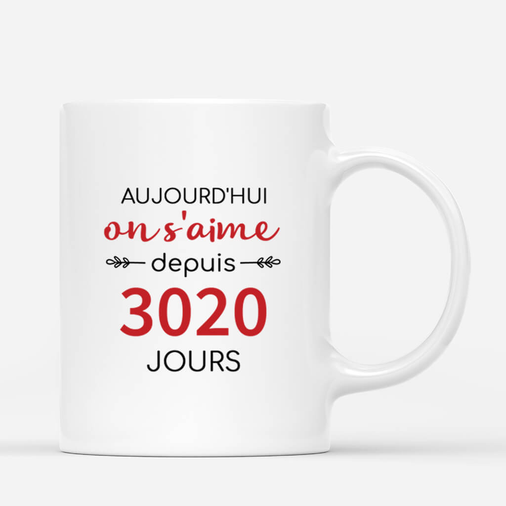 3743MFR3 aujourdhui on saime depuis version cartoon tasse couple personnalisee
