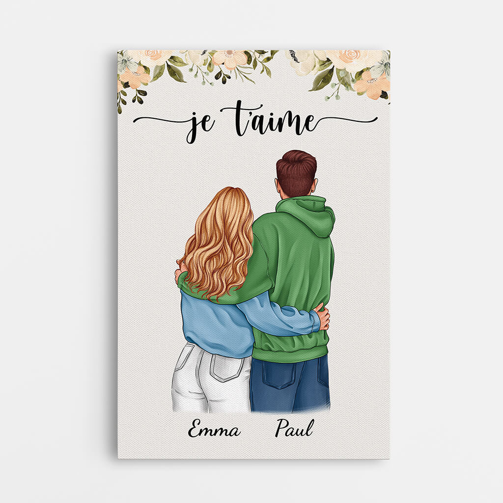 Je T'Aime Version Tourner Le Dos - Cadeau Personnalisé | Toile Pour Couple