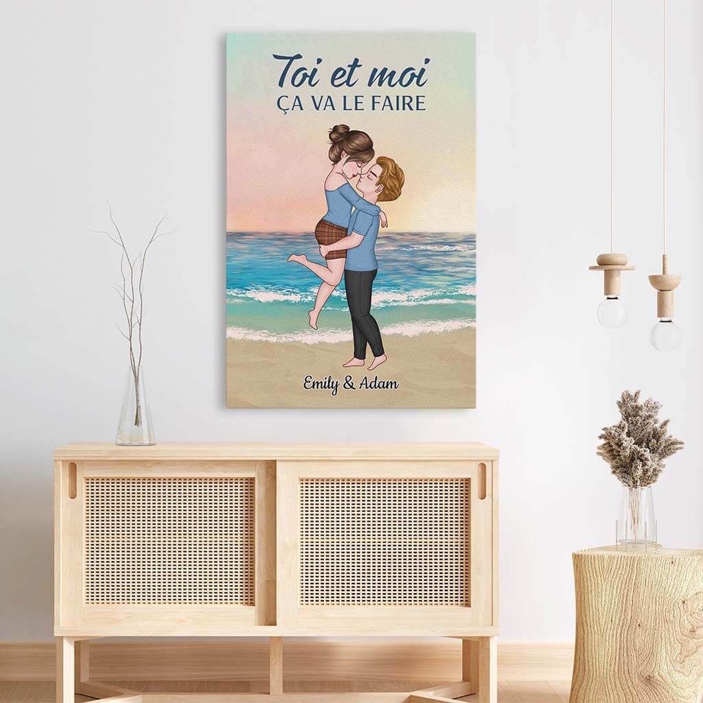 3747CFR3 toi et moi pour toujours au bord de la mer toile couple personnalisee