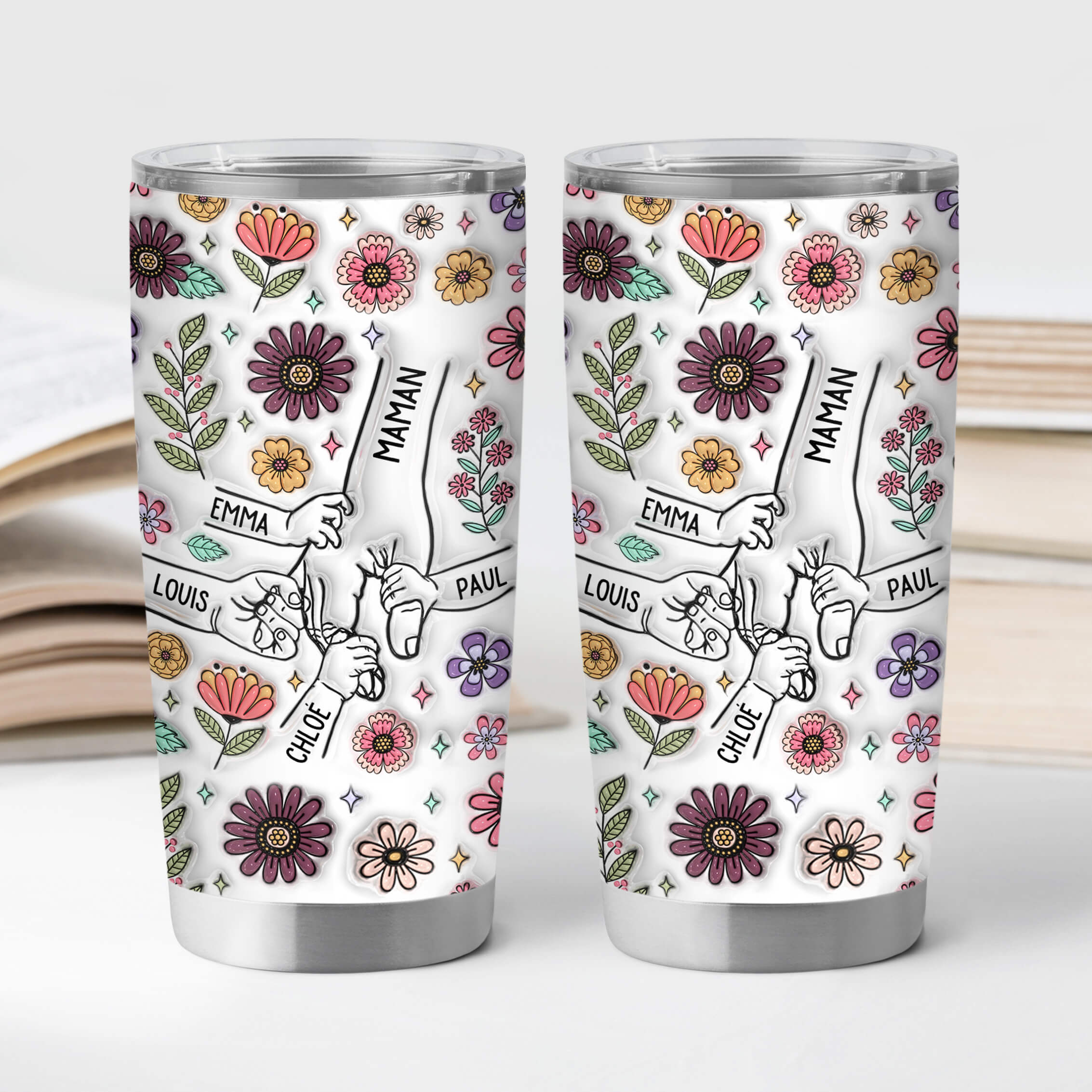 3764TFR2 effet dimpression 3d mug isotherme 590ml personnalise maman fleurs de famille 3764T6T5A