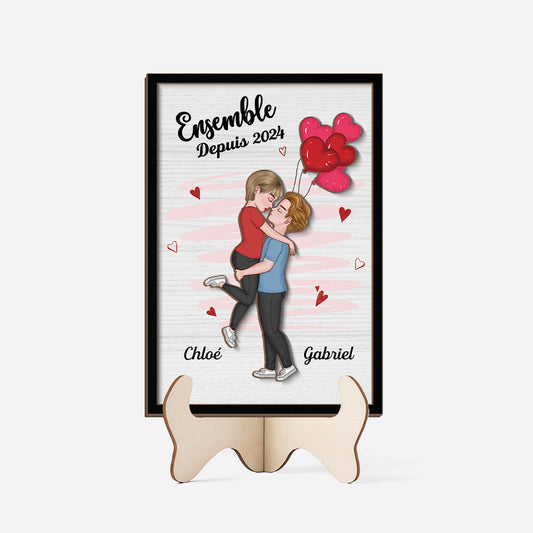3783QFR1 plaque en bois personnalisee pour couple ensemble depuis 3783q3l8g