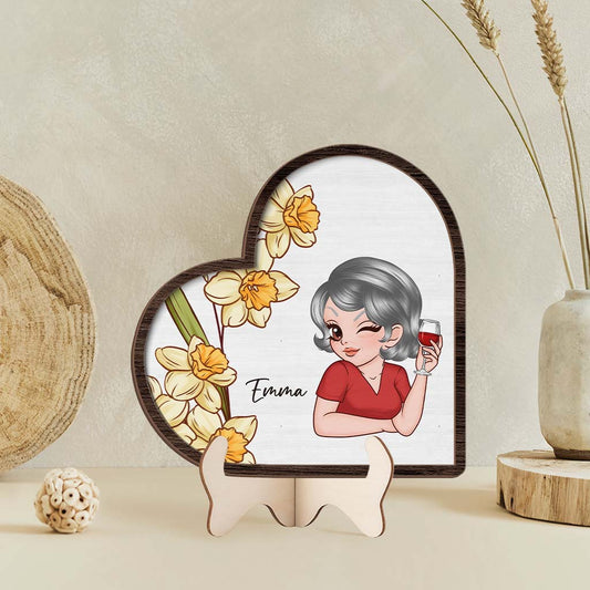 3798QFR2 plaque femme avec fleur en bois personnalisee 3798q5l7a