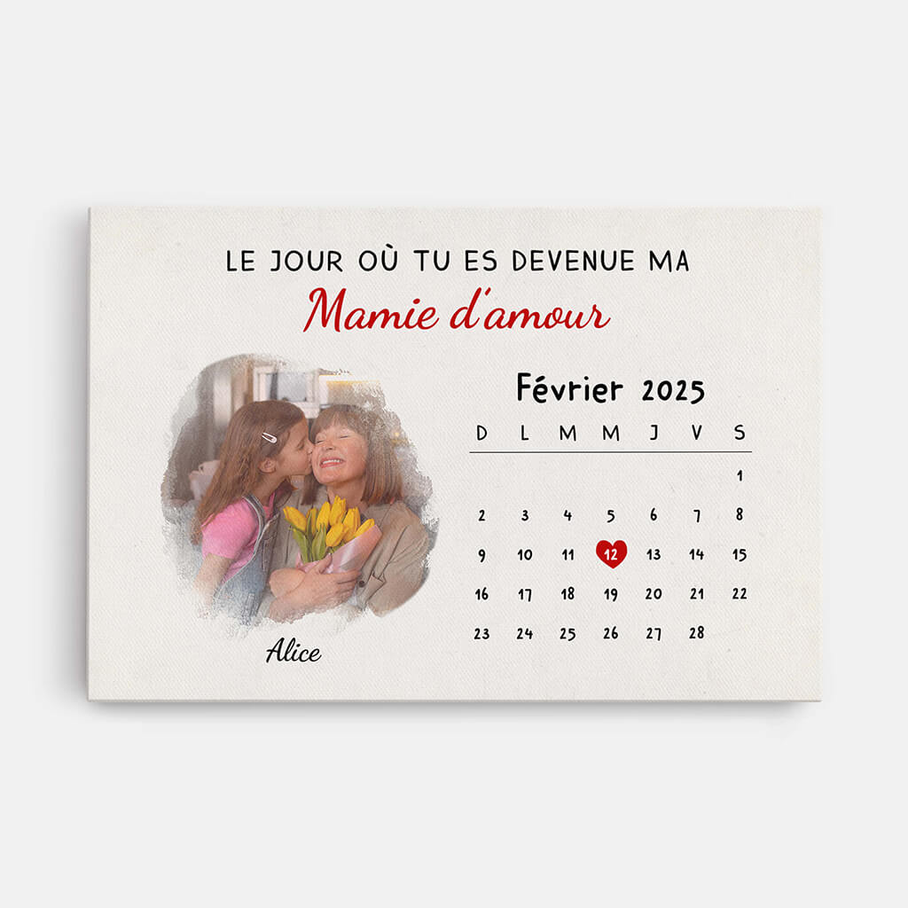 Le Jour Où Tu Es Devenue Ma Chère Mamie - Cadeau Personnalisé | Toile Pour Mamie