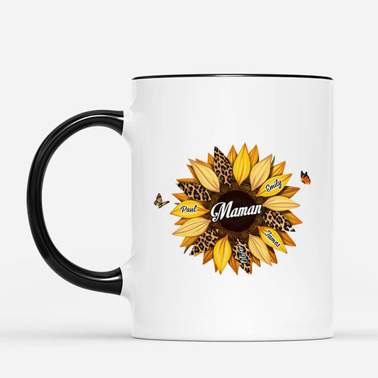 3827MFR2 mug personnalise femme  dessin fleur tournesol_  maman et mamie 3827M5E3A